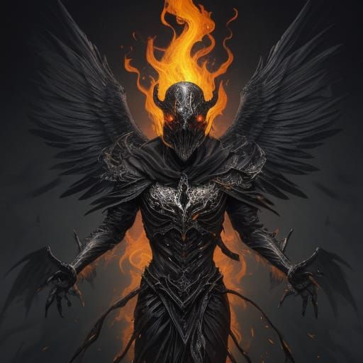 Glowing Demon Angel in Abstract Fantasy Art