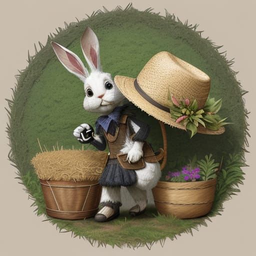 Whimsical Gardener Buckshot, a Dutch Rabbit Animatronic in F...