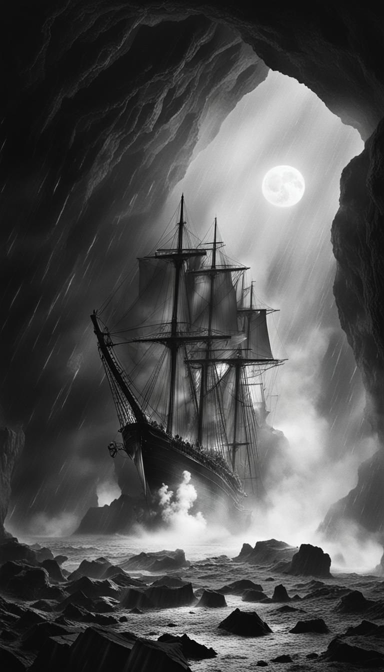 Tintype Tarot Card: Sphere, Ship, and Cave