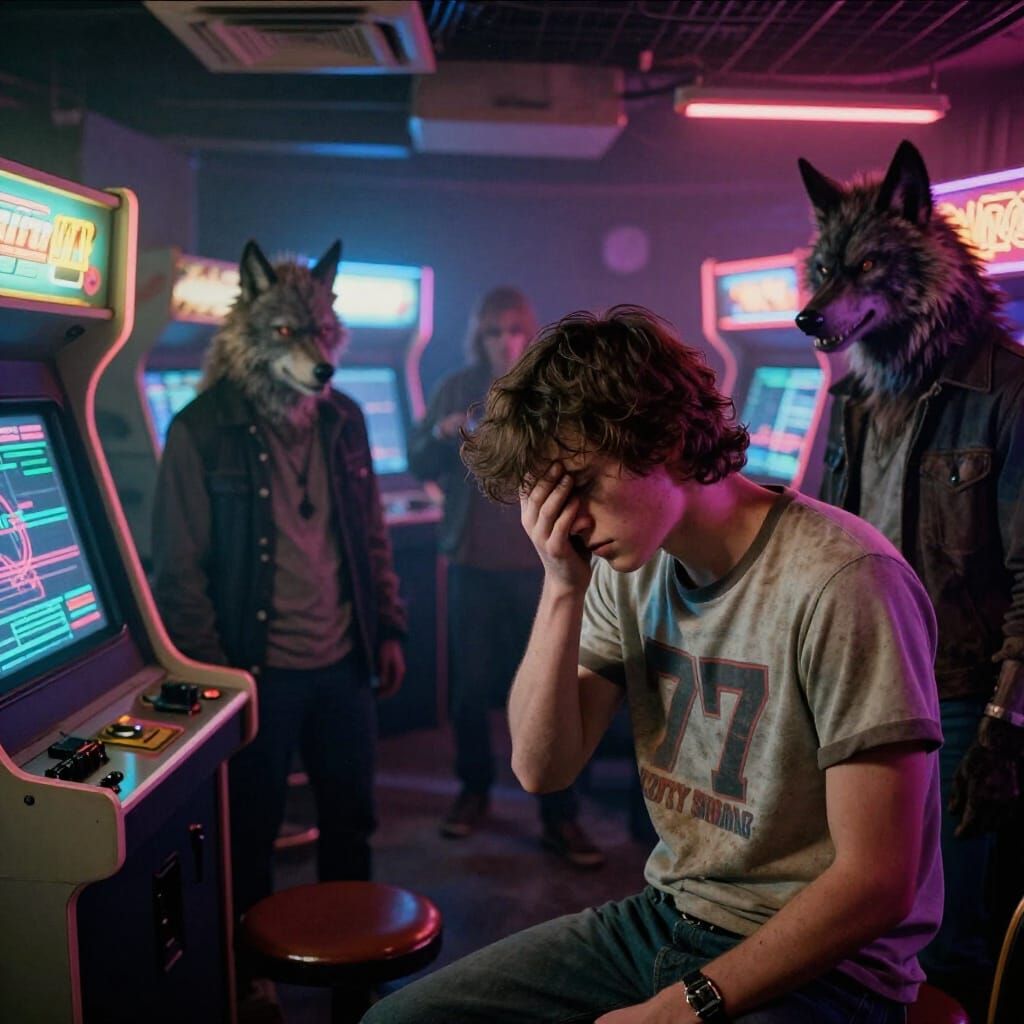Student Begs Forgiveness in Grimy 70s Arcade