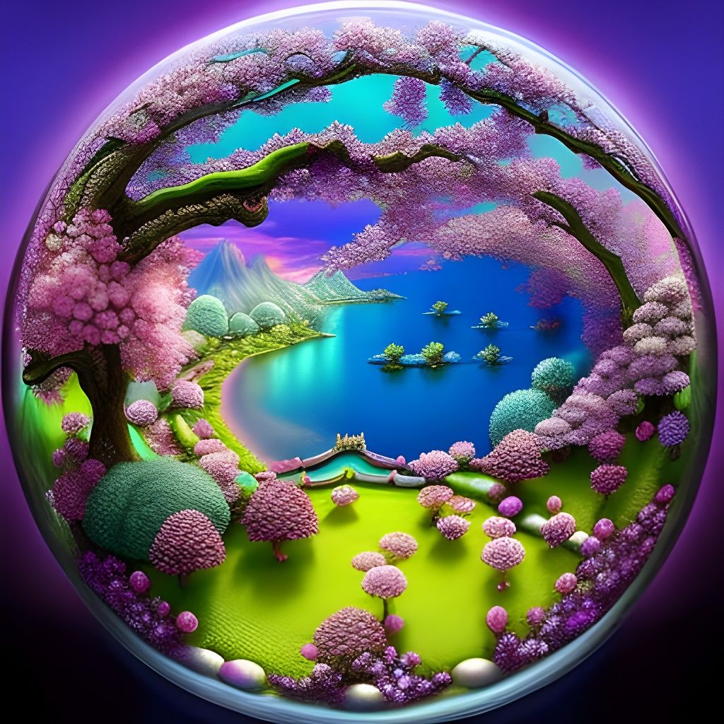 Cherry Blossom Garden Inside Crystal Bubble