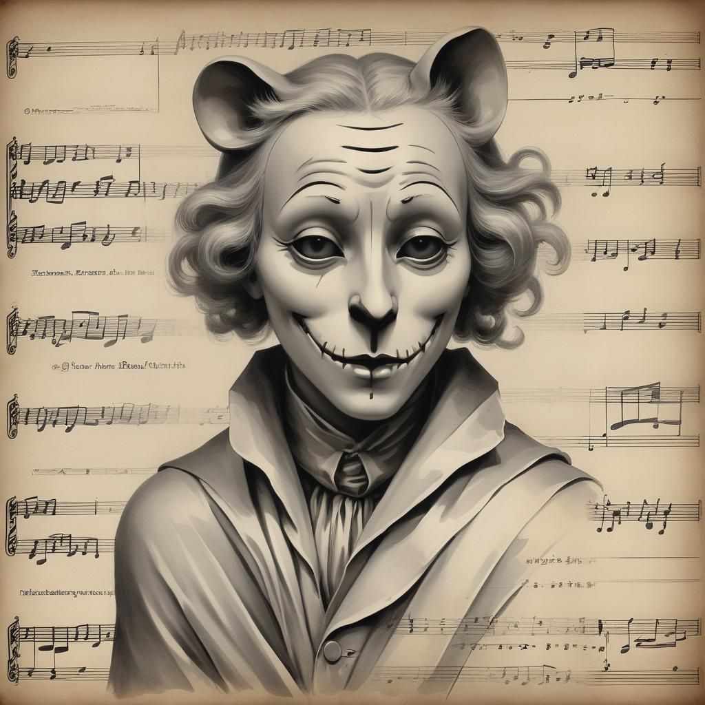 Anthropomorphic Sheet Music in Grisaille