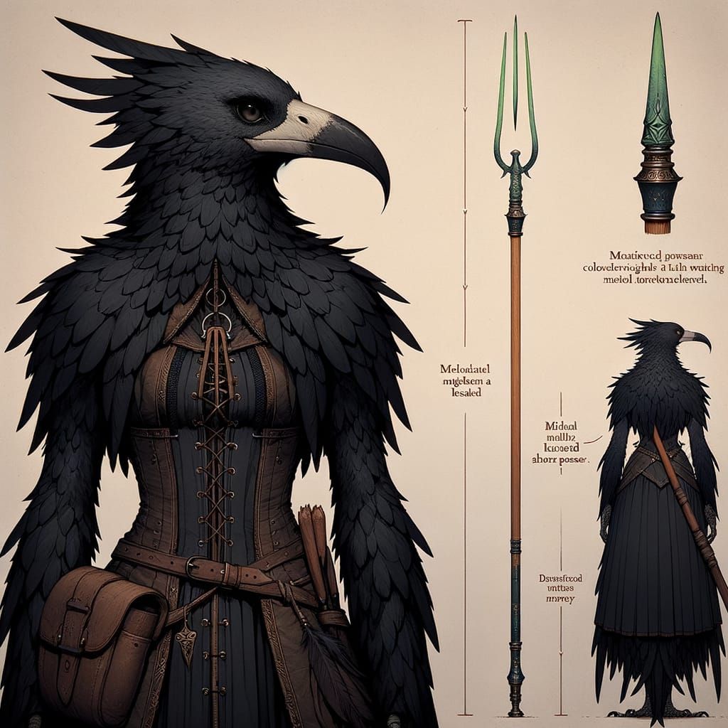 Gothic Kenku Warrior with Mystical Spear