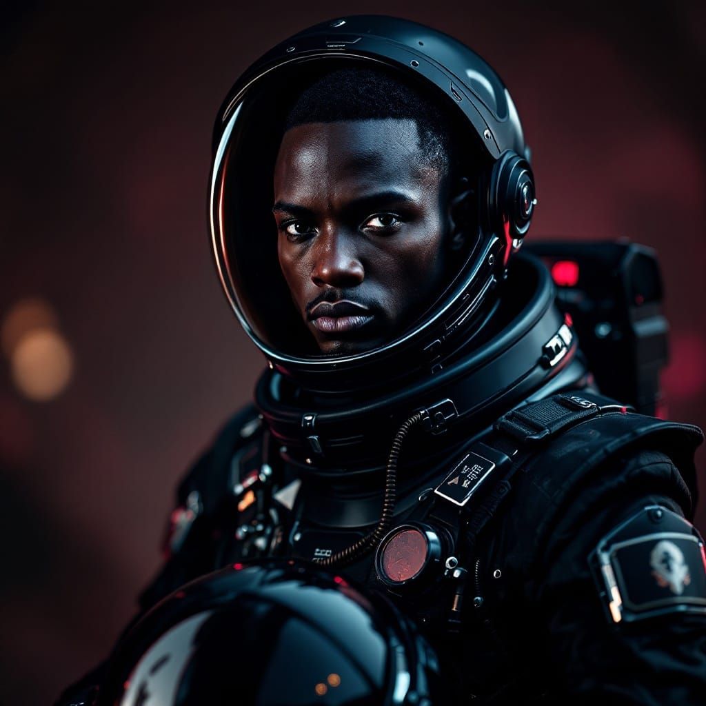 Angolan Astronaut Portrait in High-Tech Spacesuit