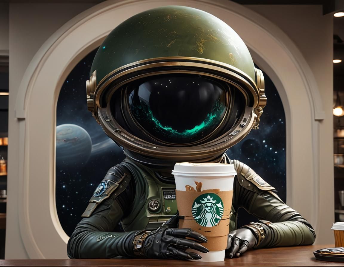 Ethereal Cosmic Coffeehouse: A Haunting Alien Realm