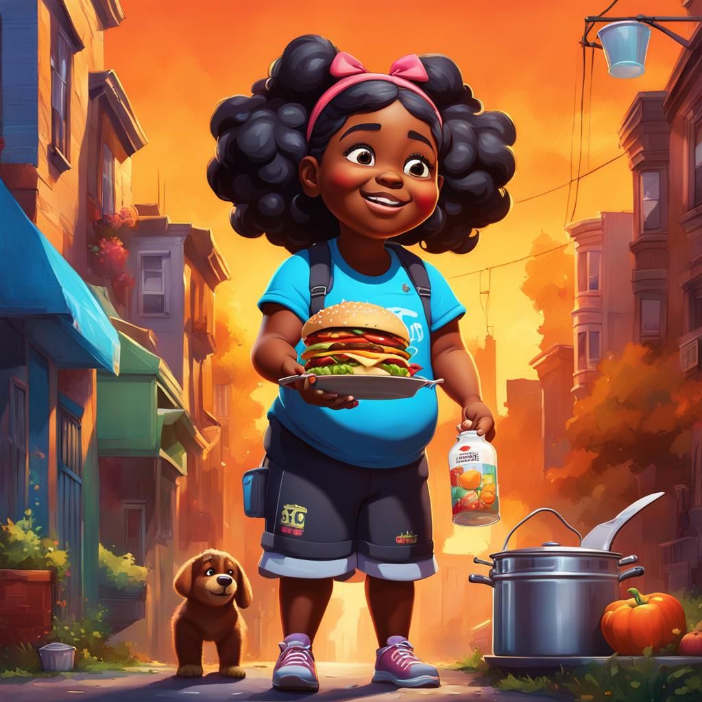 A Young Girl's Act of Kindness in Vibrant Graffiti Style