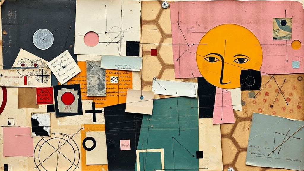 Anti-War Collage in Dadaist Style with Pastel Colors