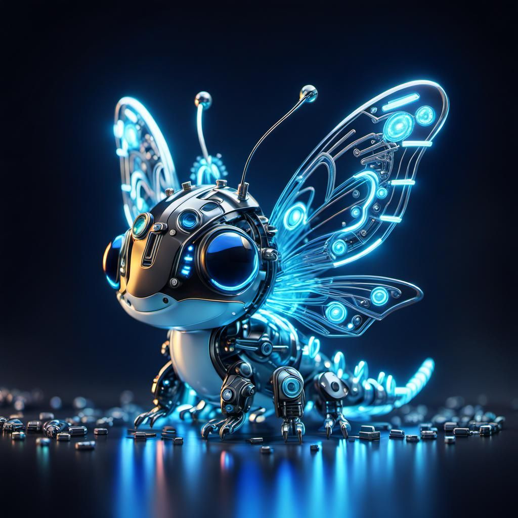 Cute Steampunk Salamander Butterfly Hybrid in 3D