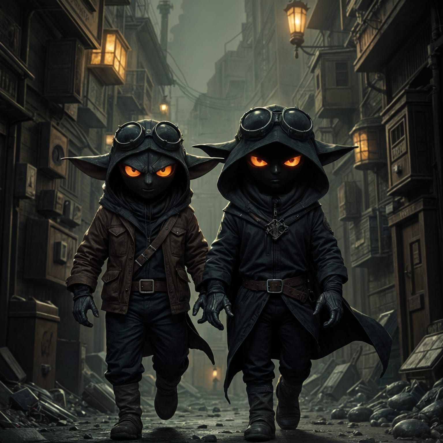 Night Alley Chase in Shadowy City