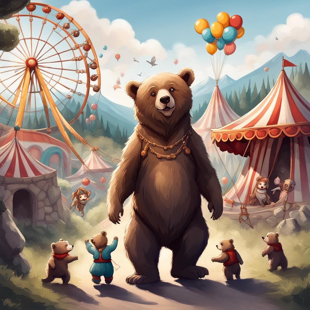 Happy Bear Ringmaster in Mountain Circus