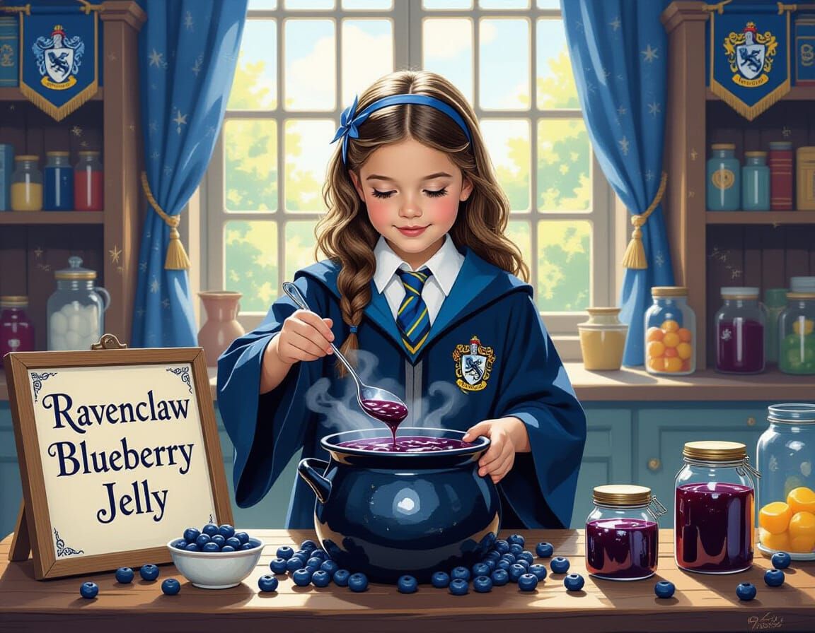 Ravenclaw Student Making Blueberry Jelly, Nostalgic Art