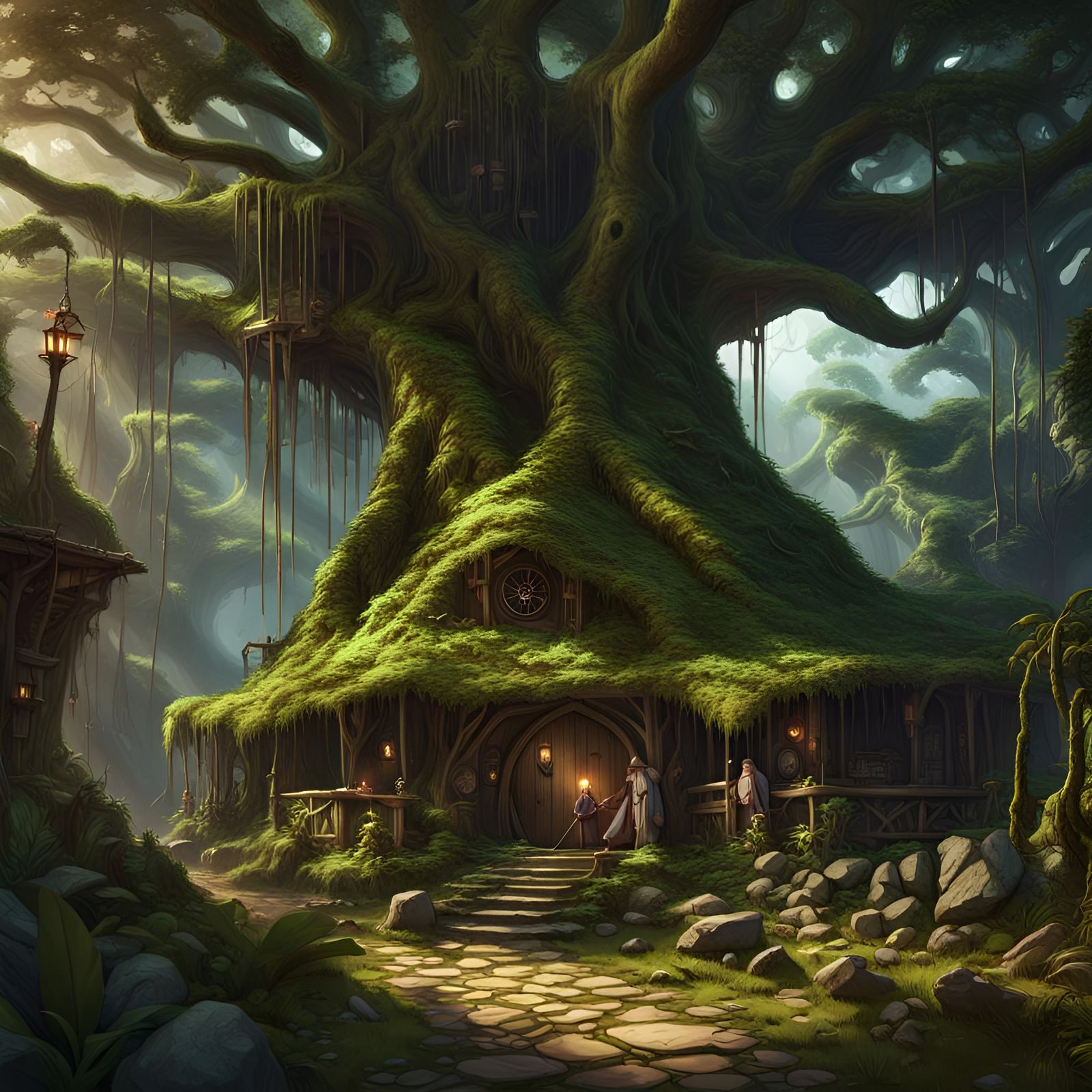 Fantasy Jungle Crossroads: Hobbit Inn and Stable