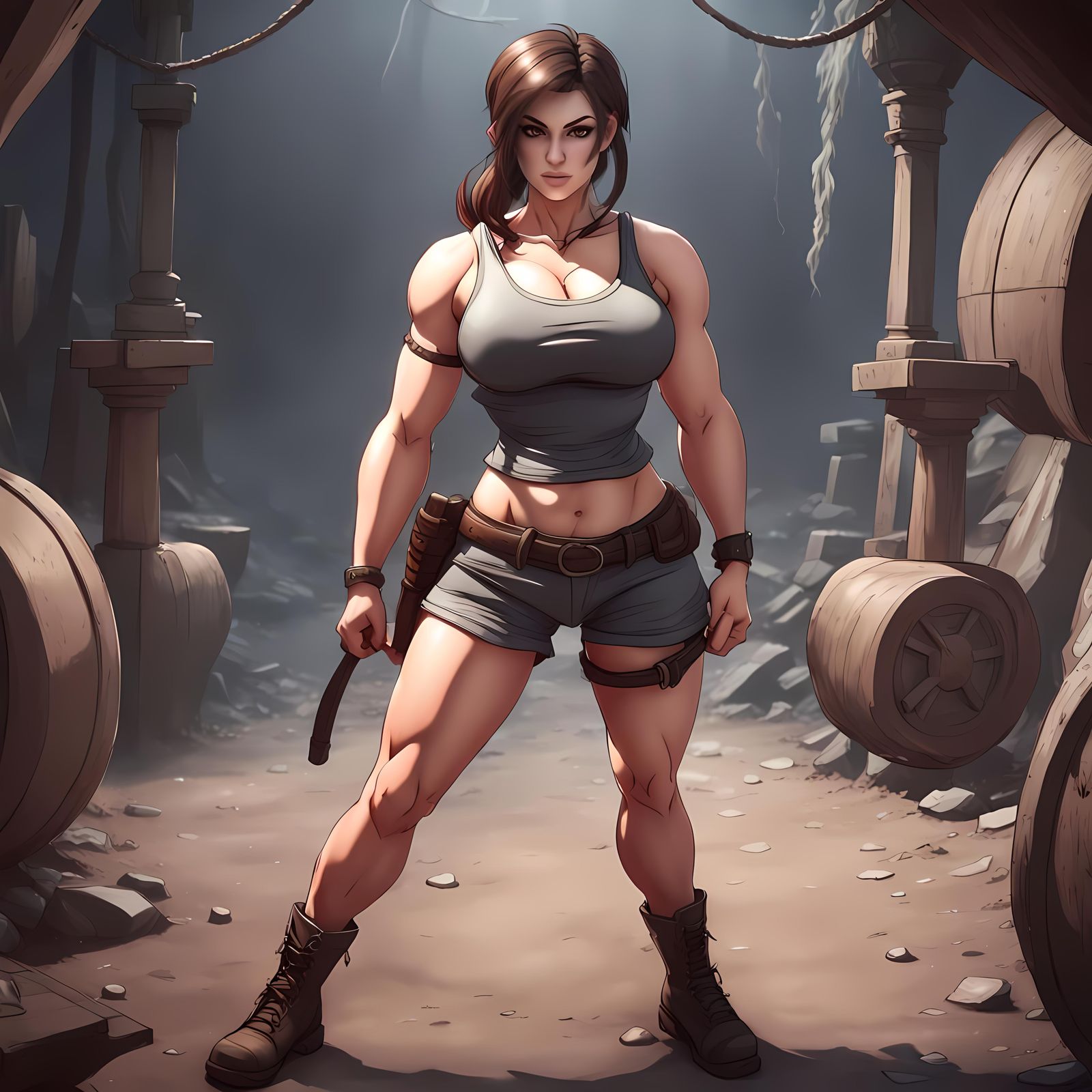Muscular Lara Croft Heroine in 3D Anime Art