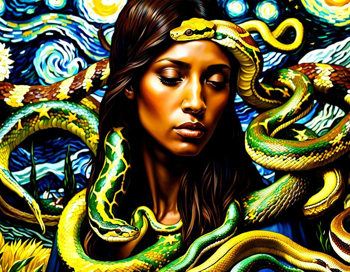 Surreal Starry Night: Hand of Snakes