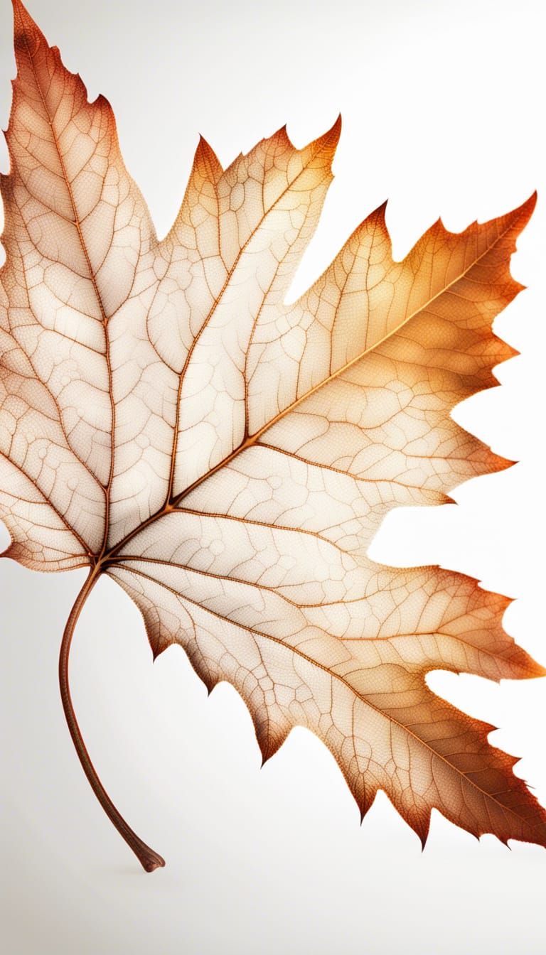 Stunning Winter Leaf Macro on White Background