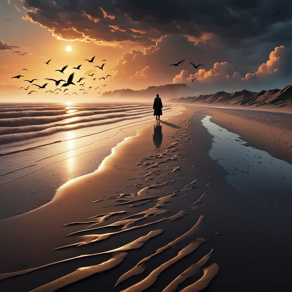 Ethereal Wadden Sea Sunset: A Moody, Golden Hour Masterpiece