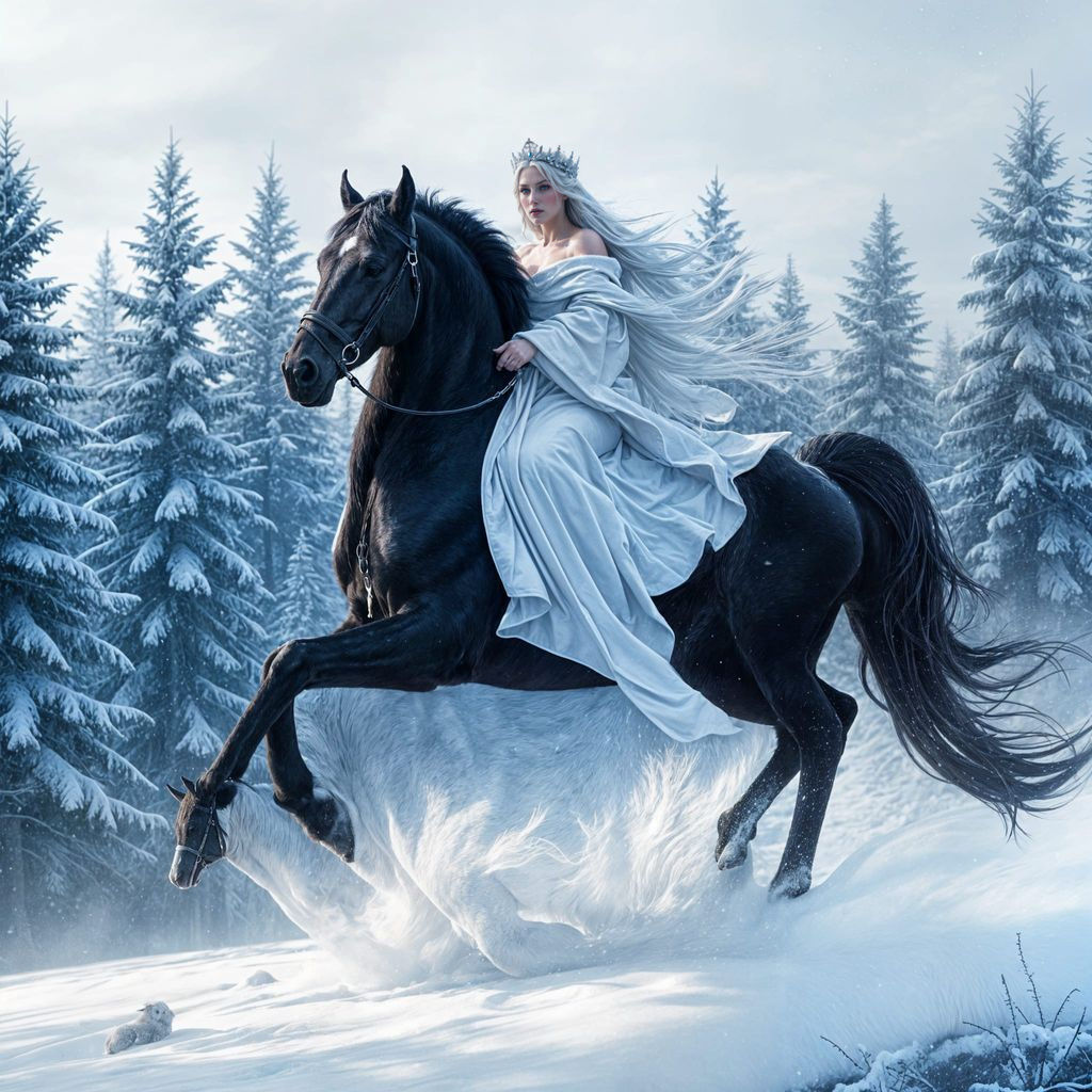 Regal Winter Forest Scene in a Realistic Style