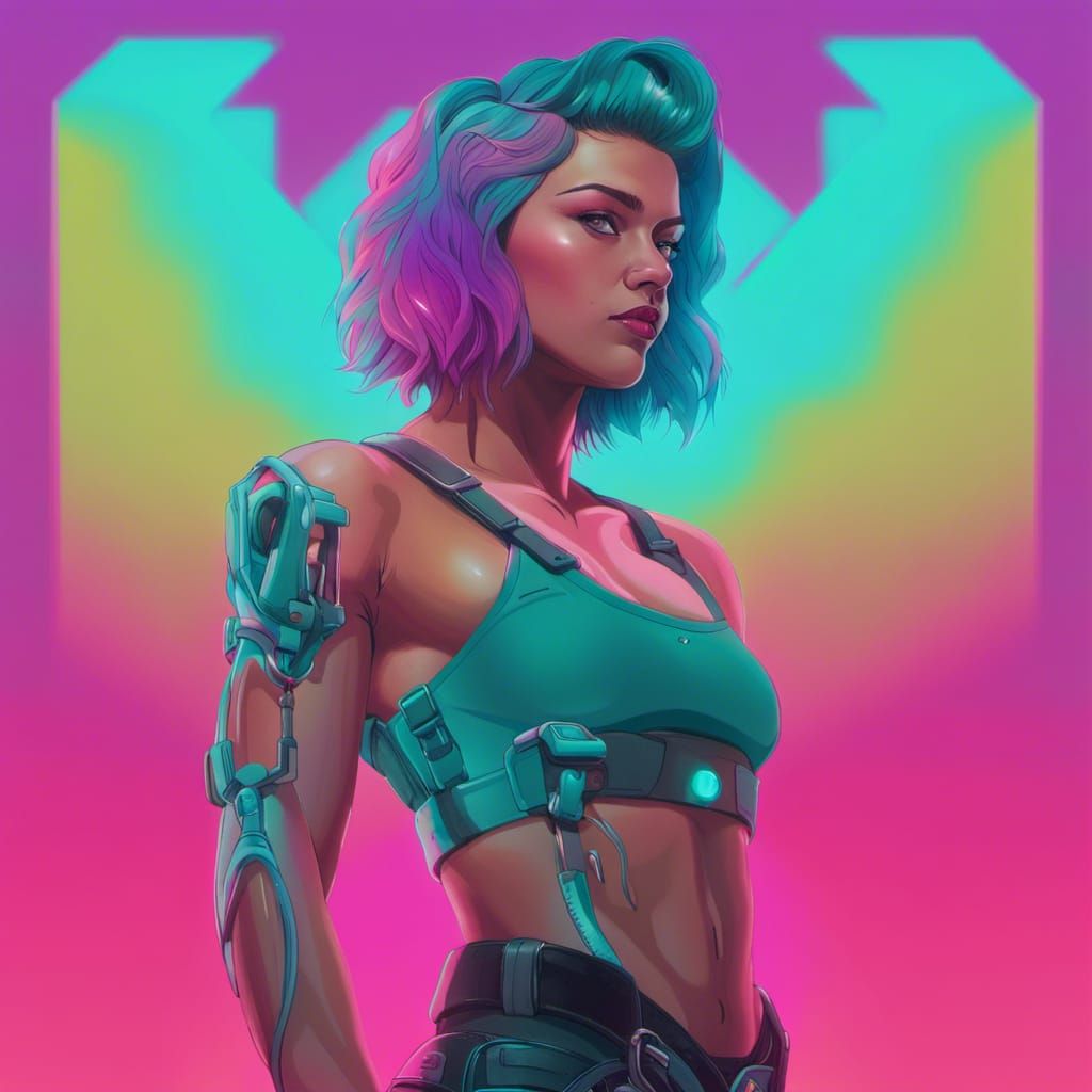 Cyberpunk Punk-Rock Woman with Cybernetic Enhancements