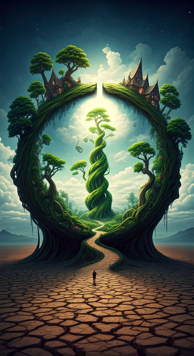 Surreal Beanstalk Portal to a Dreamscape