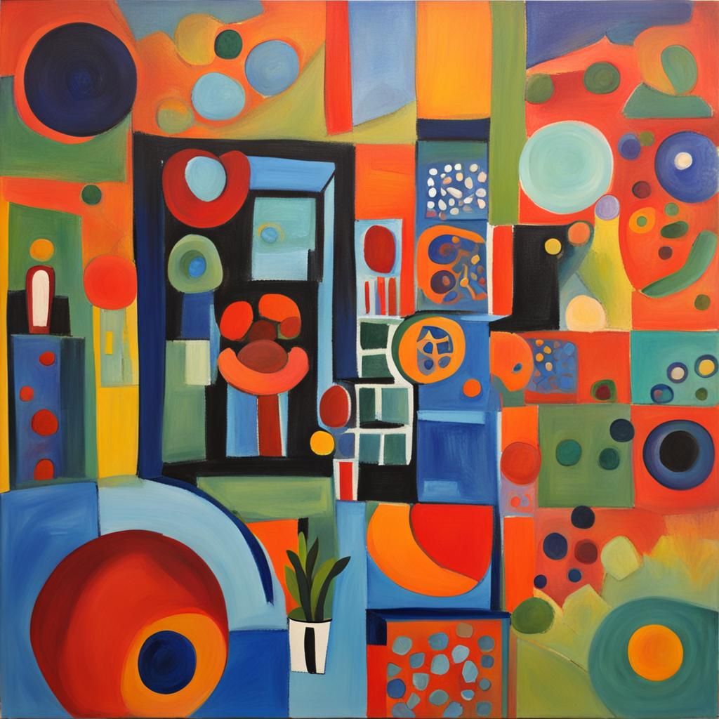 Abstract Painting with Bold Geometric Forms