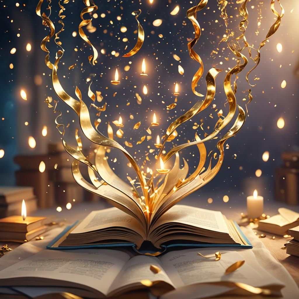 Floating Magical Book in Whimsical 3D Concept Art