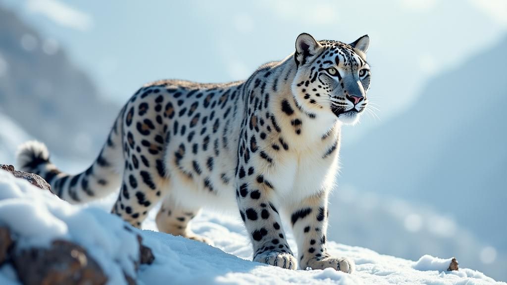 Majestic Snow Leopard in Hyper-Realistic Photography