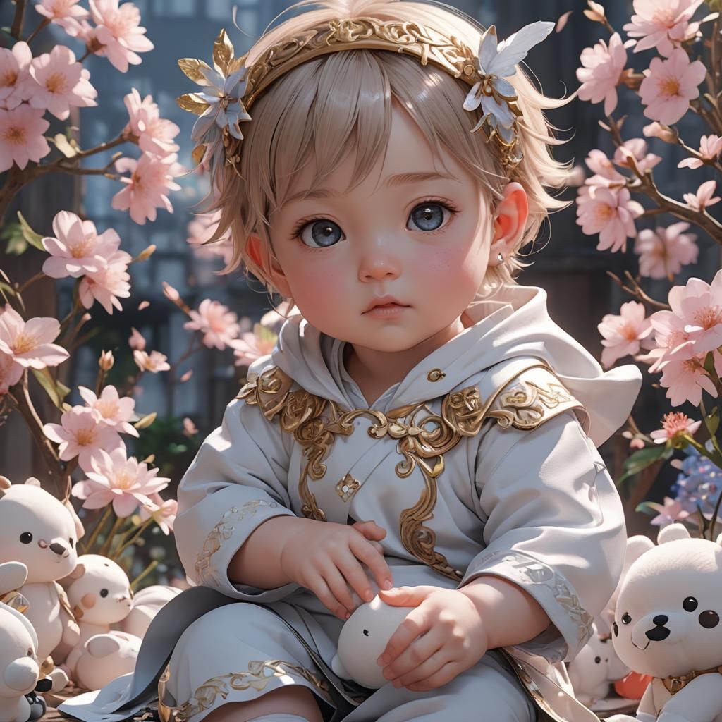 Anime Style Baby Portrait in 3D