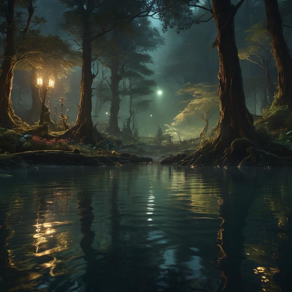 Luminescent Nymph in Fantasy Lake