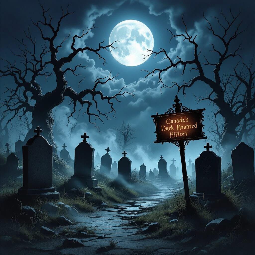 Haunted Graveyard Under Full Moon in Gothic Horror Style