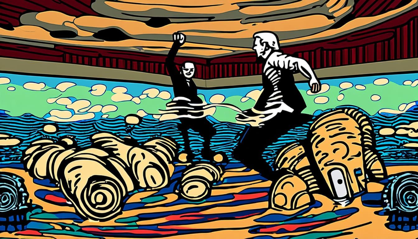 Surreal Business Meeting in a Miniature World