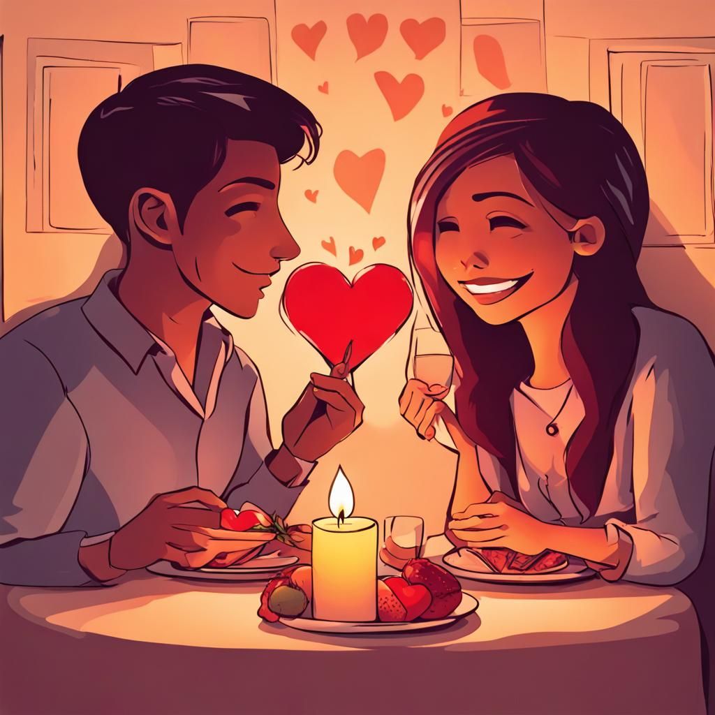Romantic Candlelight Dinner Creates Heart Image