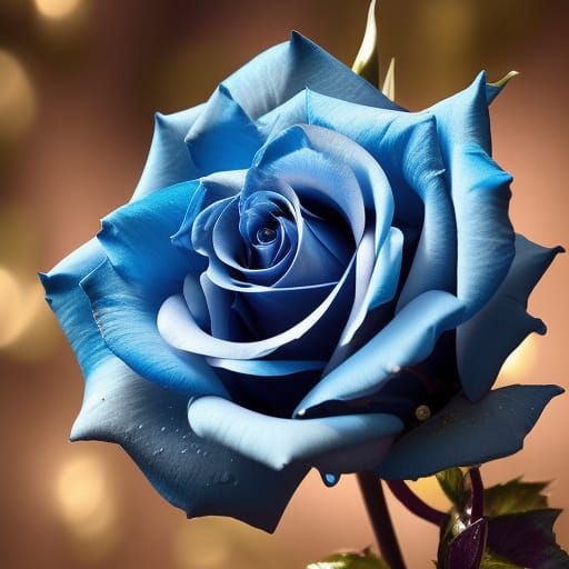 Detailed Blue Rose Hyperrealistic Digital Art