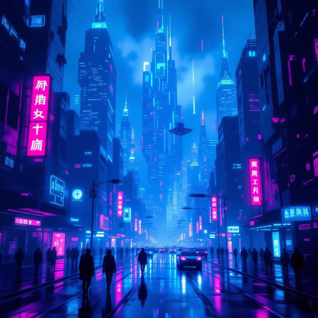 Cyberpunk Cityscape Neon Night