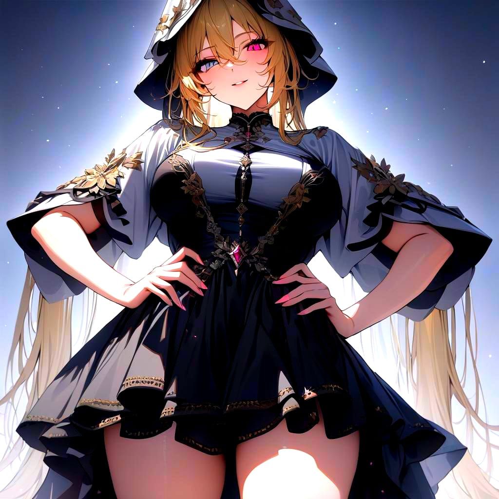 Beautiful Girl with Heterochromia in White Dress