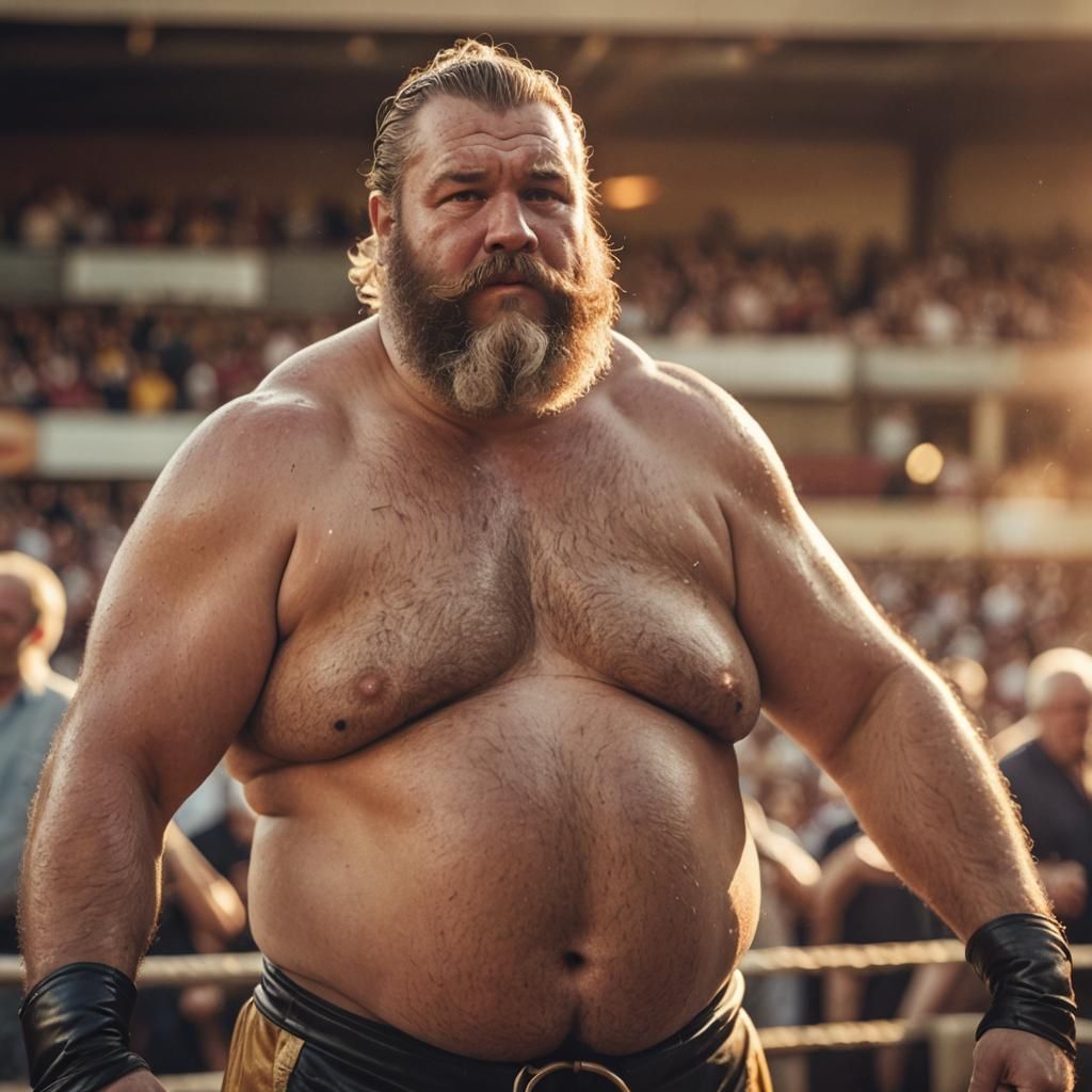 Vintage Wrestling Photo: Obese Wrestler in the Ring