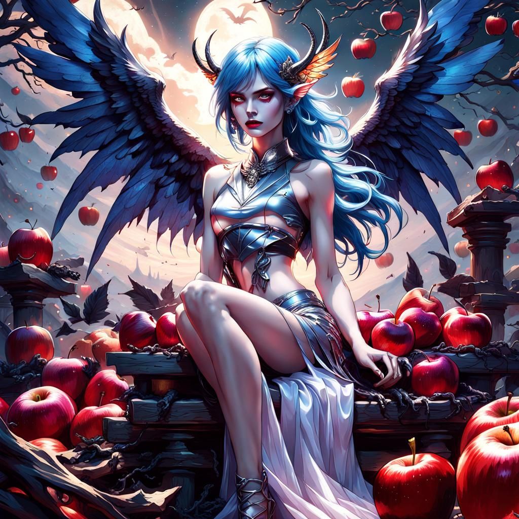 Mysterious Silver Skinned Demon Lounging on Bones