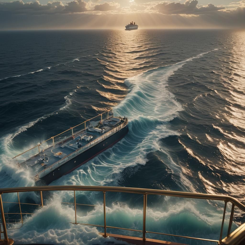 Massive Ocean Liner at Sea in Hyper-Realistic Digital Art