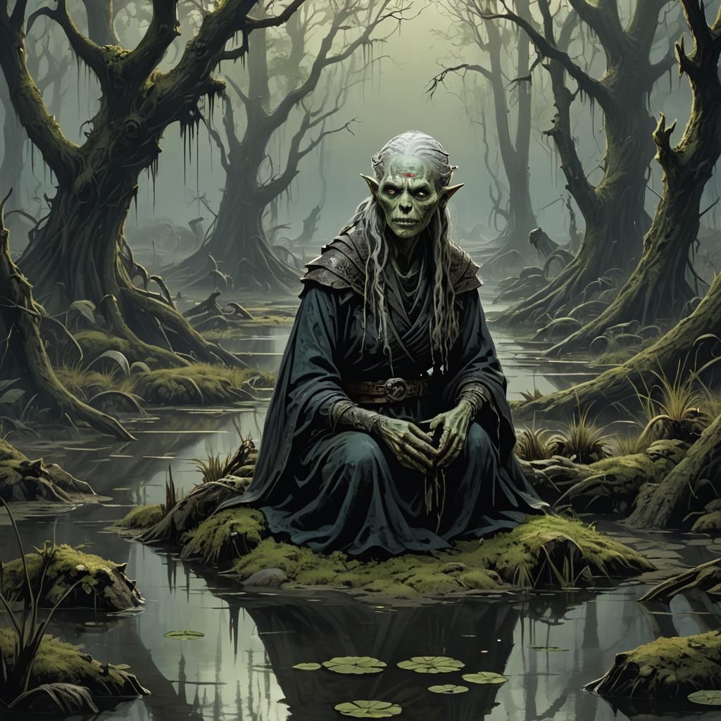 Eerie Swamp Hag: A Dark Fantasy Oracle