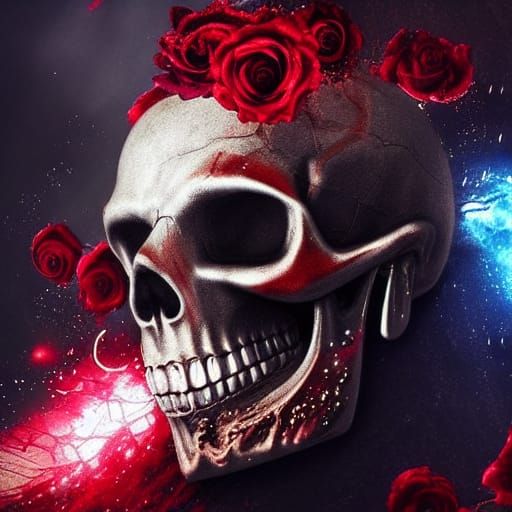 skull rose glowing 2