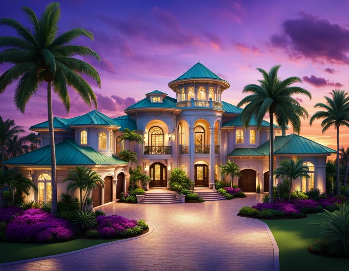 Oceanfront Mansion: Fantasy Architecture in Tropical Setting