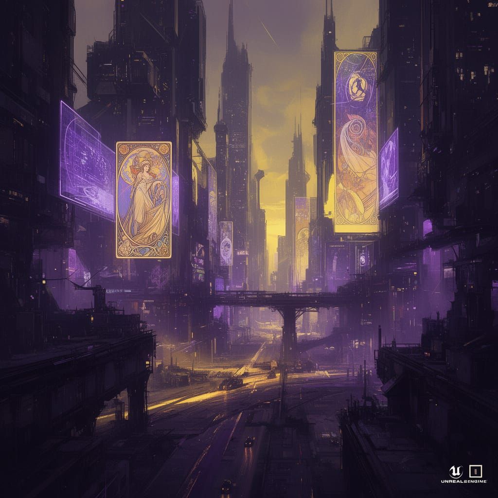 Cyberpunk Cityscape with Holograms and Volumetric Lighting