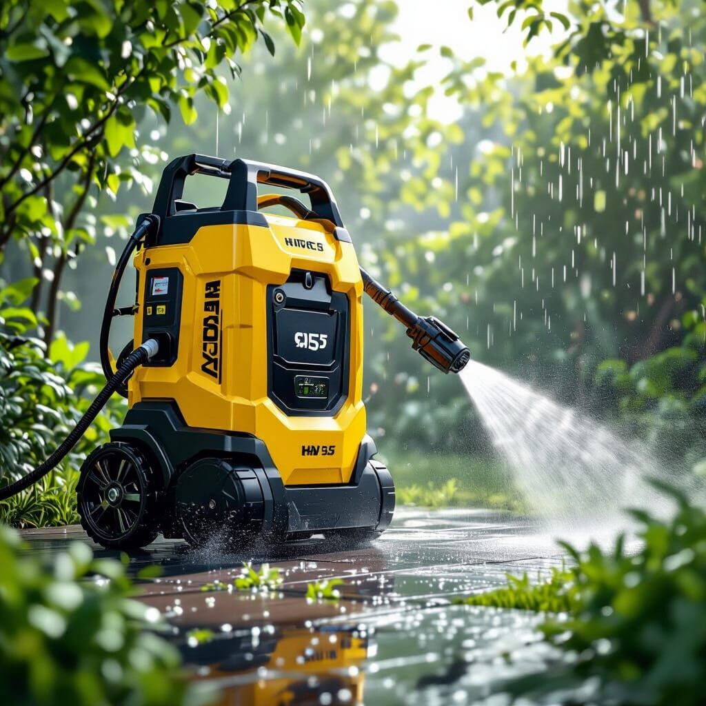 Futuristic Hydro X5 Power Washer in Lush Garden
