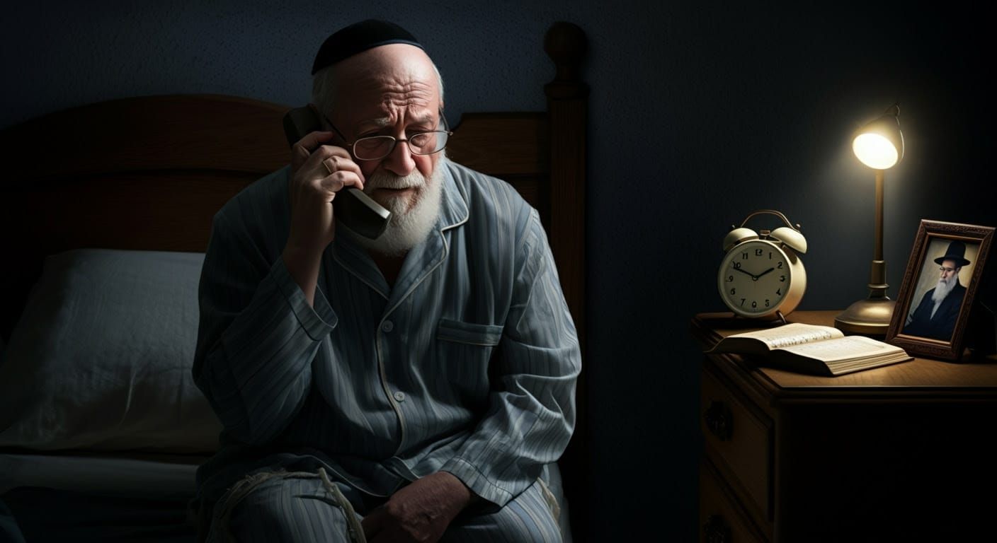 Concerned Elderly Man in Dark Bedroom: Digital Comic Art