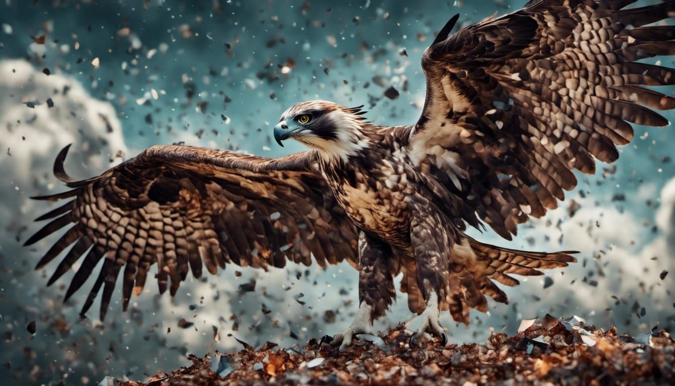 Polygonal Osprey in Hyperrealistic Style