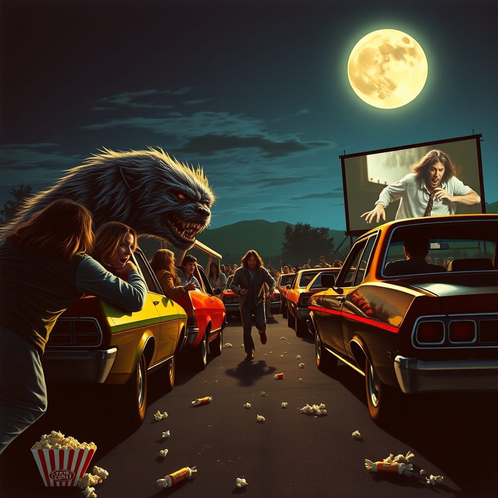 Retro Werewolf Terrorizes 1970s Drive-In Moviegoers in a V-R...