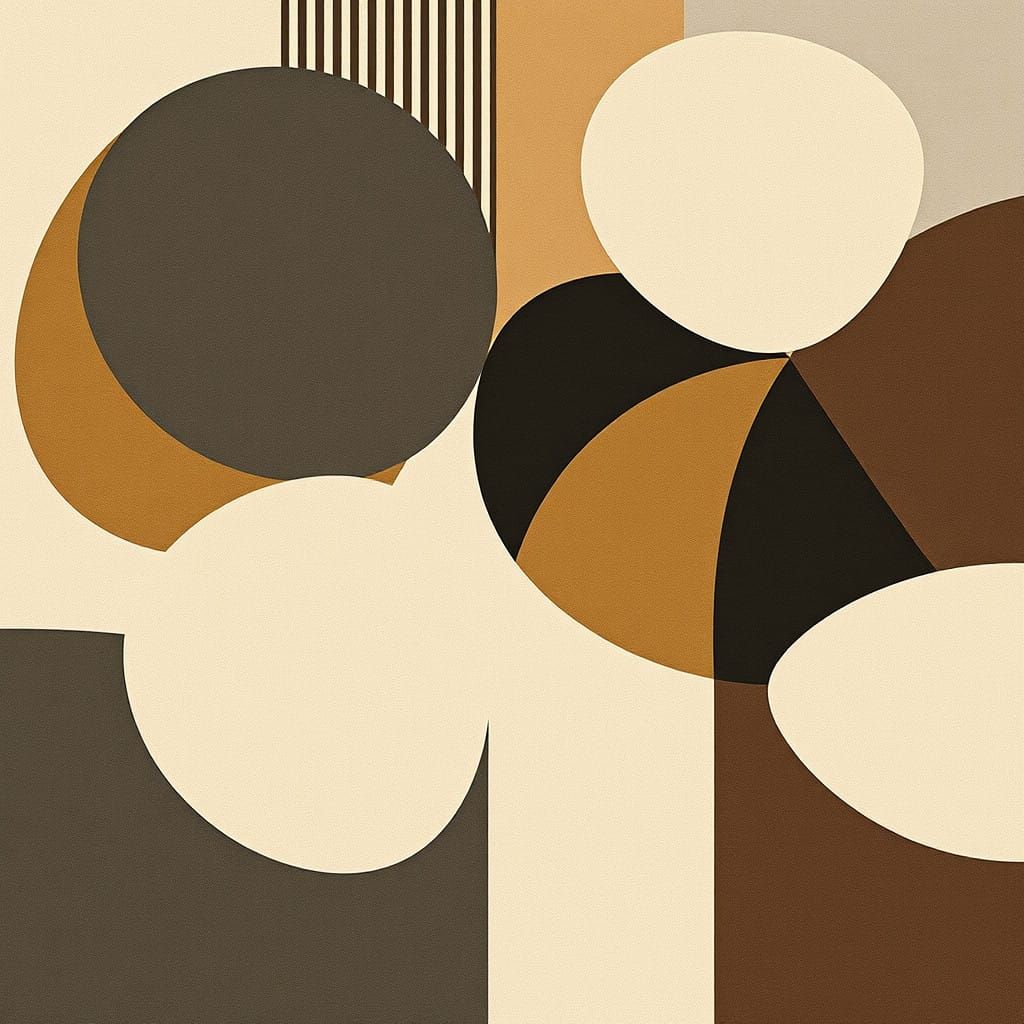 Geometric Abstract Shapes in Soft Gray and Brown Tones