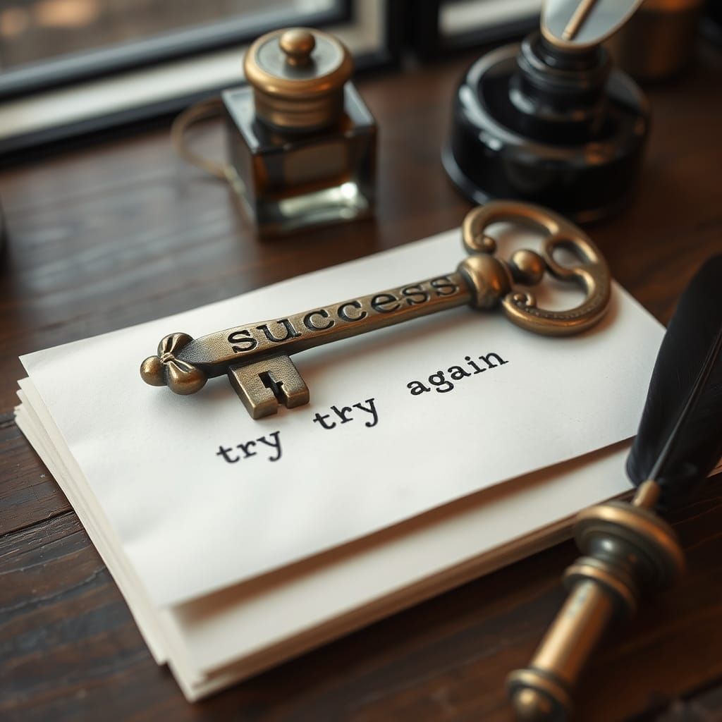 Ornate Brass Key to Success on Stationery