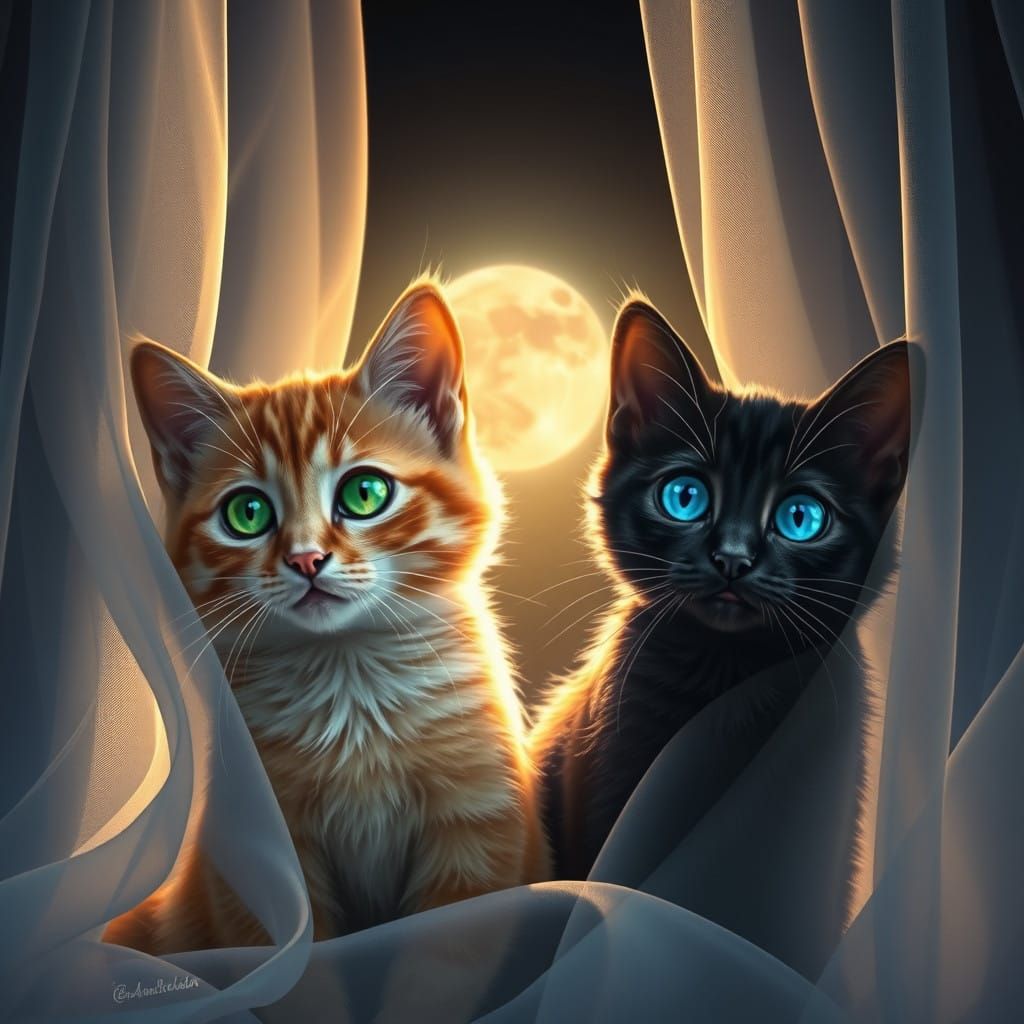Enchanted Felines in Lunar Glow