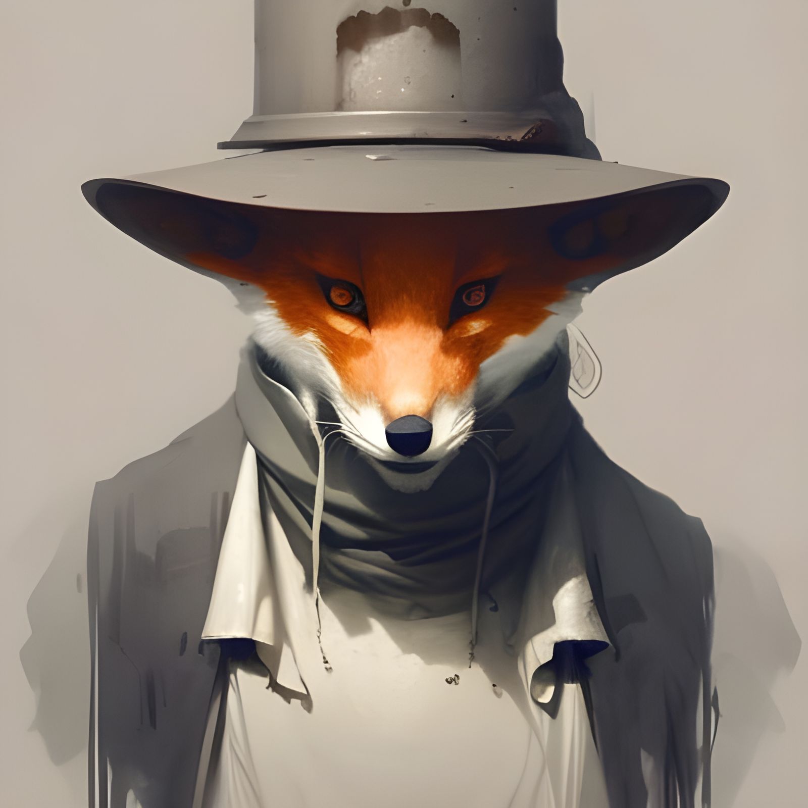 Anthropomorphic Fox Portrait in Hyperdetailed Style