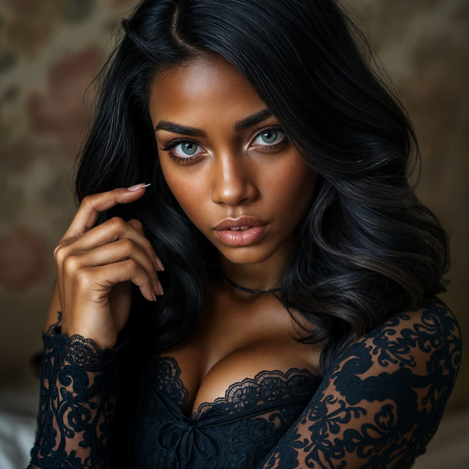 Romantic Portrait of a Woman in Alphonse Mucha Style